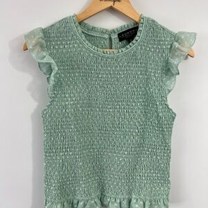 Laundry Green Smocked Ruffle Top